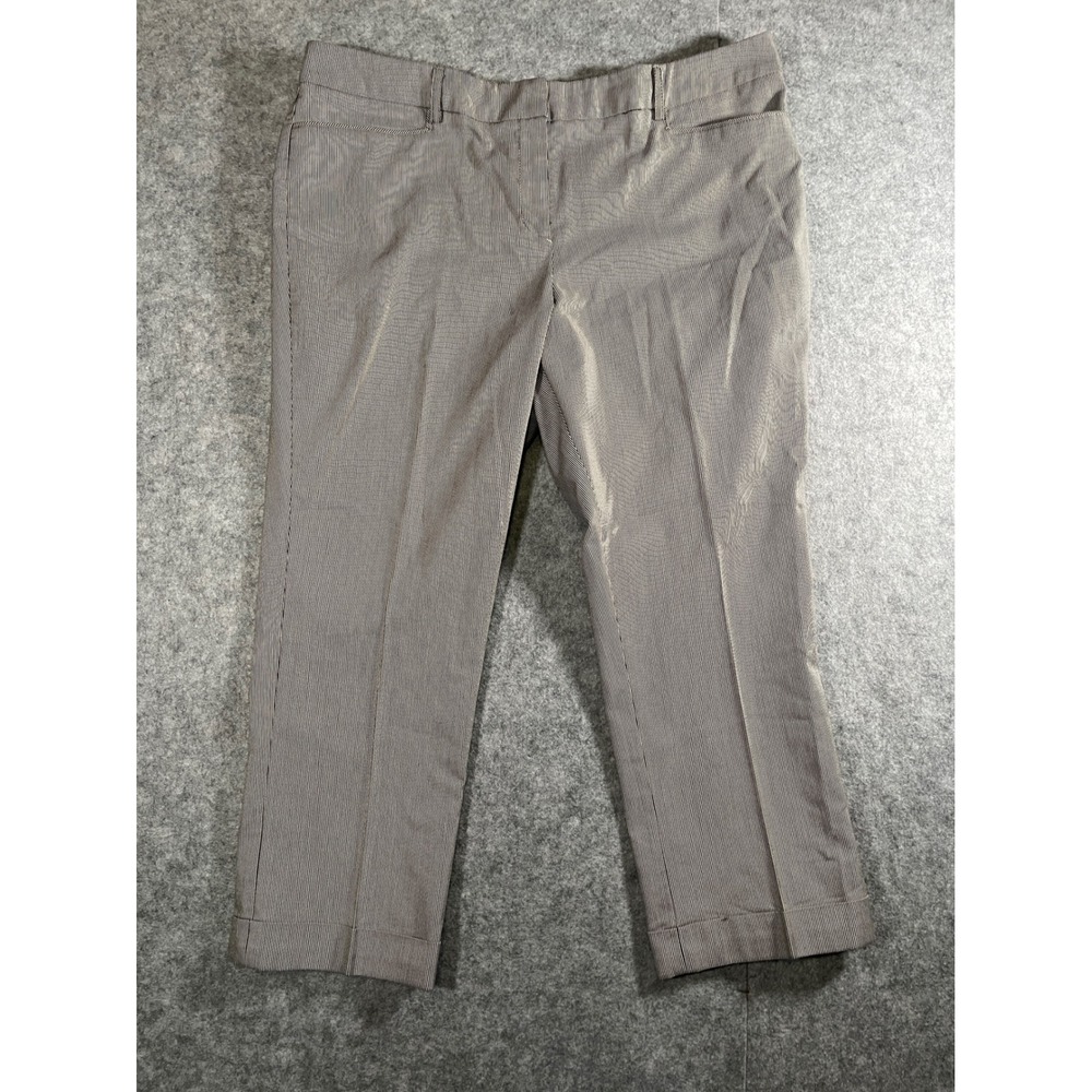 NY&C 7th Avenue Suiting Black White Micro Stripe Cropped Cuffed Dress Pants 14